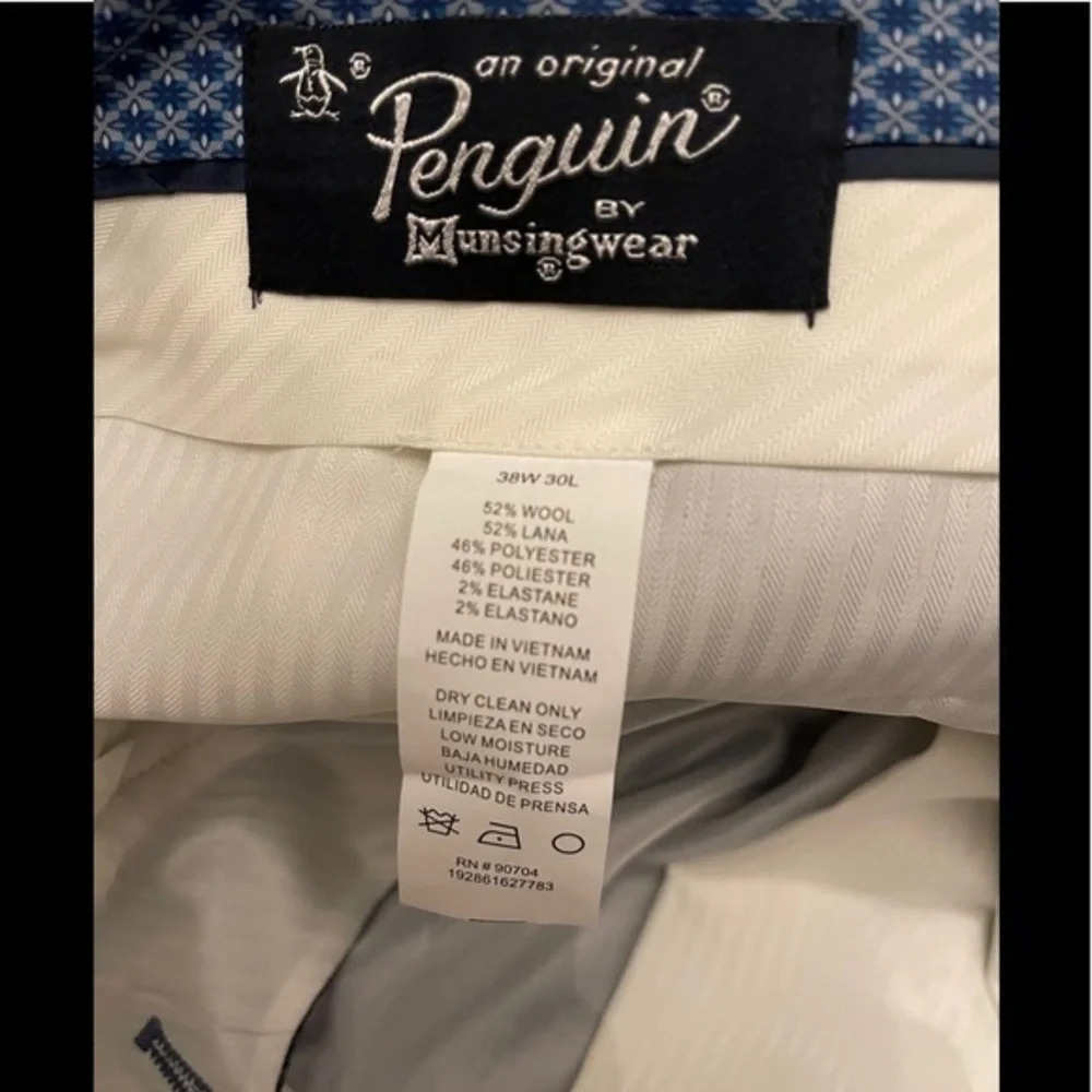 Original Penguin Flat Front Slim Fit Trousers, Blue, Size 38R, EUC - Picture 7 of 7